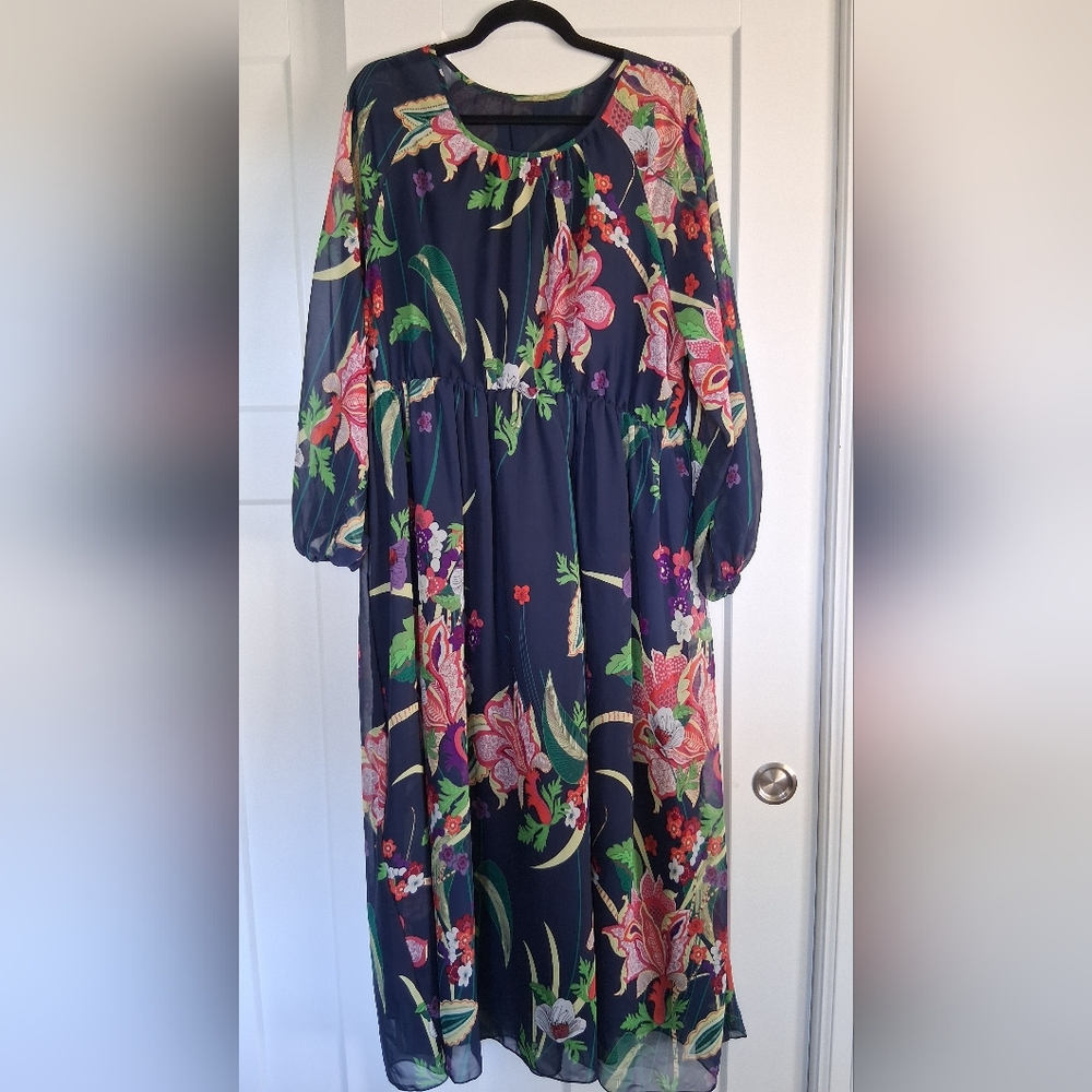 🏵2X Boho Maxi Floral Print Long Sleeve Dress